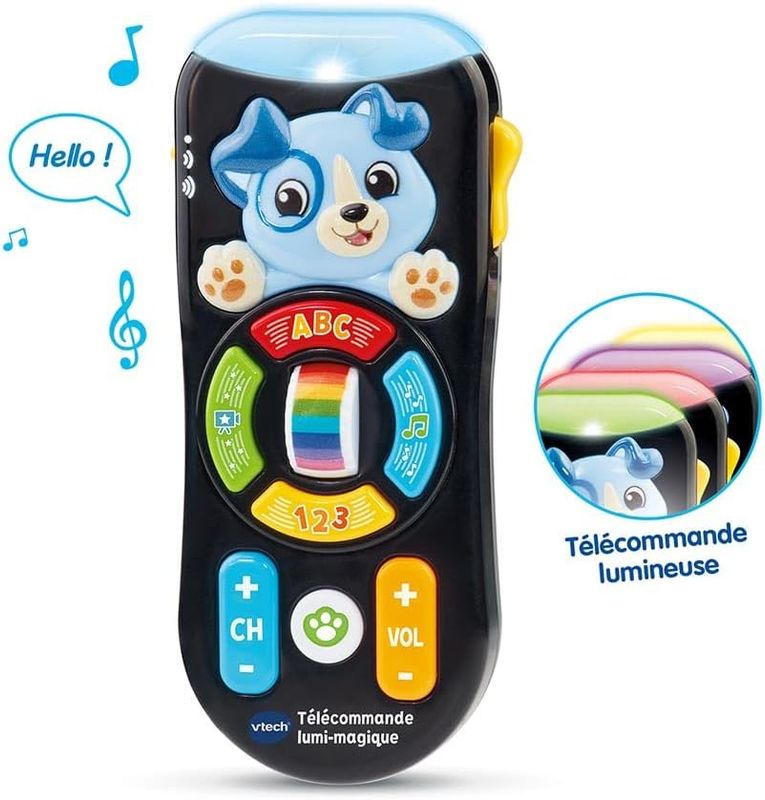 VTech - Lumi-Magique, Télécommande TV Bébé Qui Change de Couleur, Jouet Musical et Éducatif