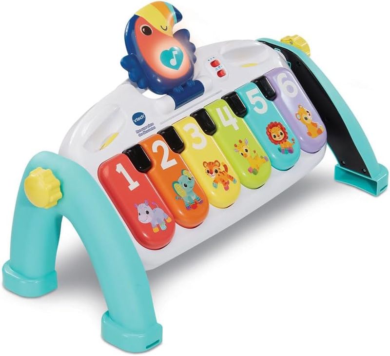 VTech - Mon Super Piano des Découvertes - Jouet Musical 3 en 1 - Clavier Piano Bébé Inclinable avec 3 Partitions de Musique
