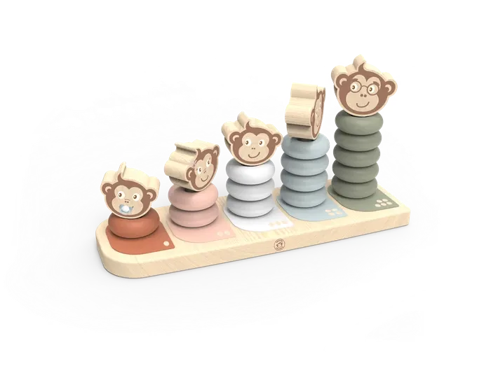 Speedy Monkey famille de singe à empiler en bois