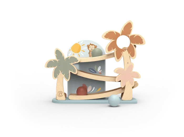 Speedy Monkey Piste de billes  en bois avec 3 billes