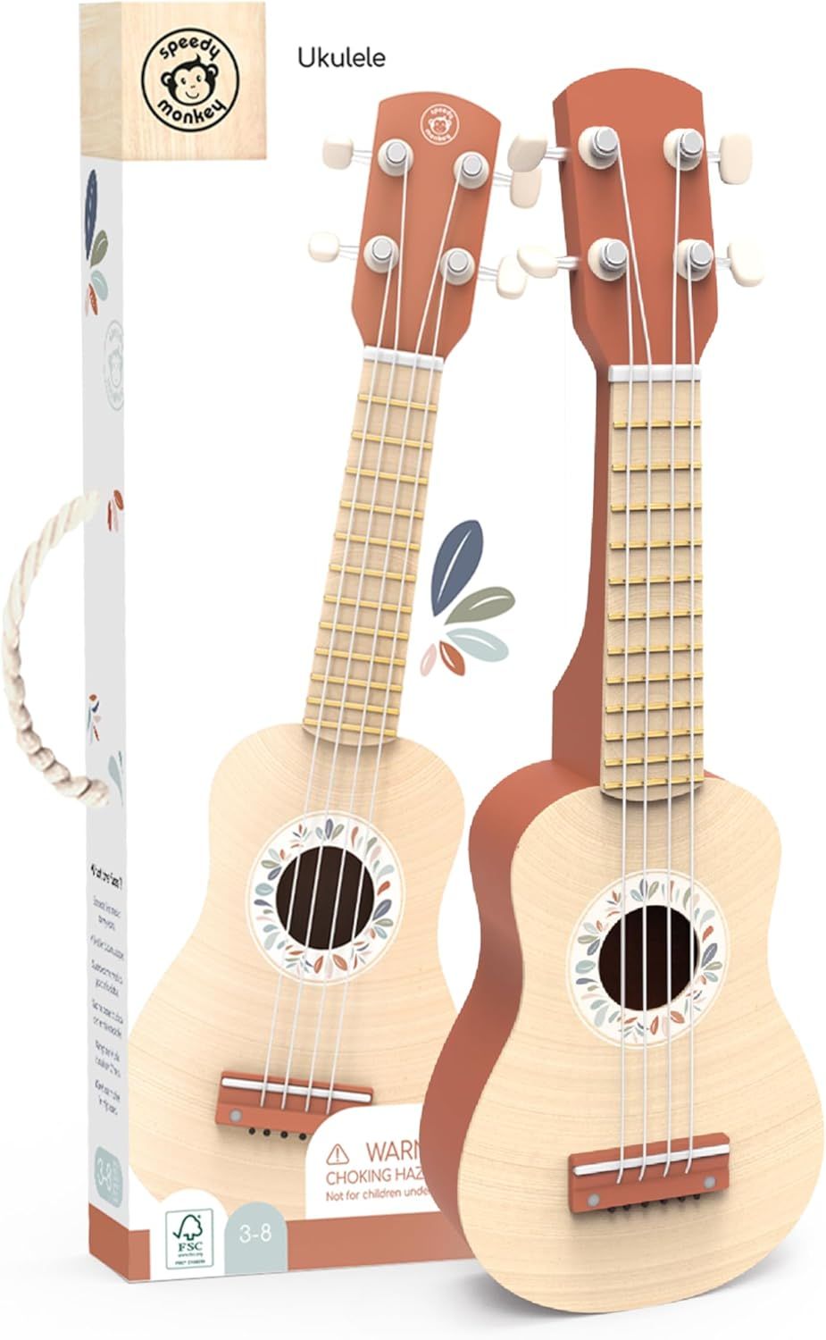 Speedy Monkey  (guitare) Ukulélé 43,6 x 14,6 x 4 cm marron - Jouet en bois pour enfants