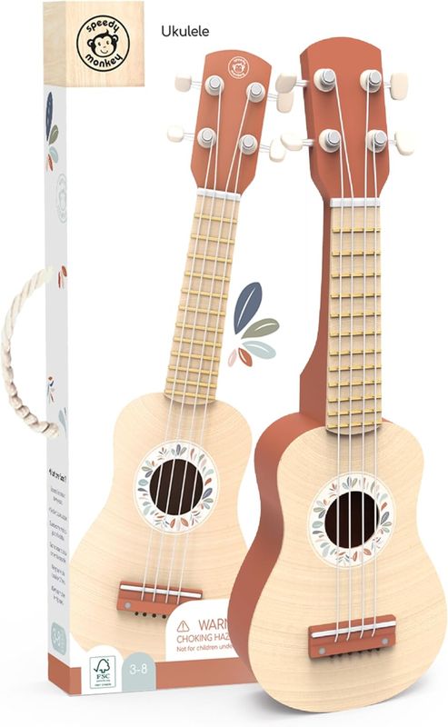 Speedy Monkey  (guitare) Ukulélé 43,6 x 14,6 x 4 cm marron - Jouet en bois pour enfants