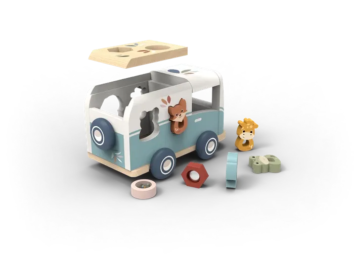 Speedy Monkey boite à forme Transporter van en bois