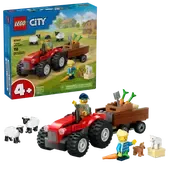 Lego City Tracteur agricole rouge avec remorque et moutons