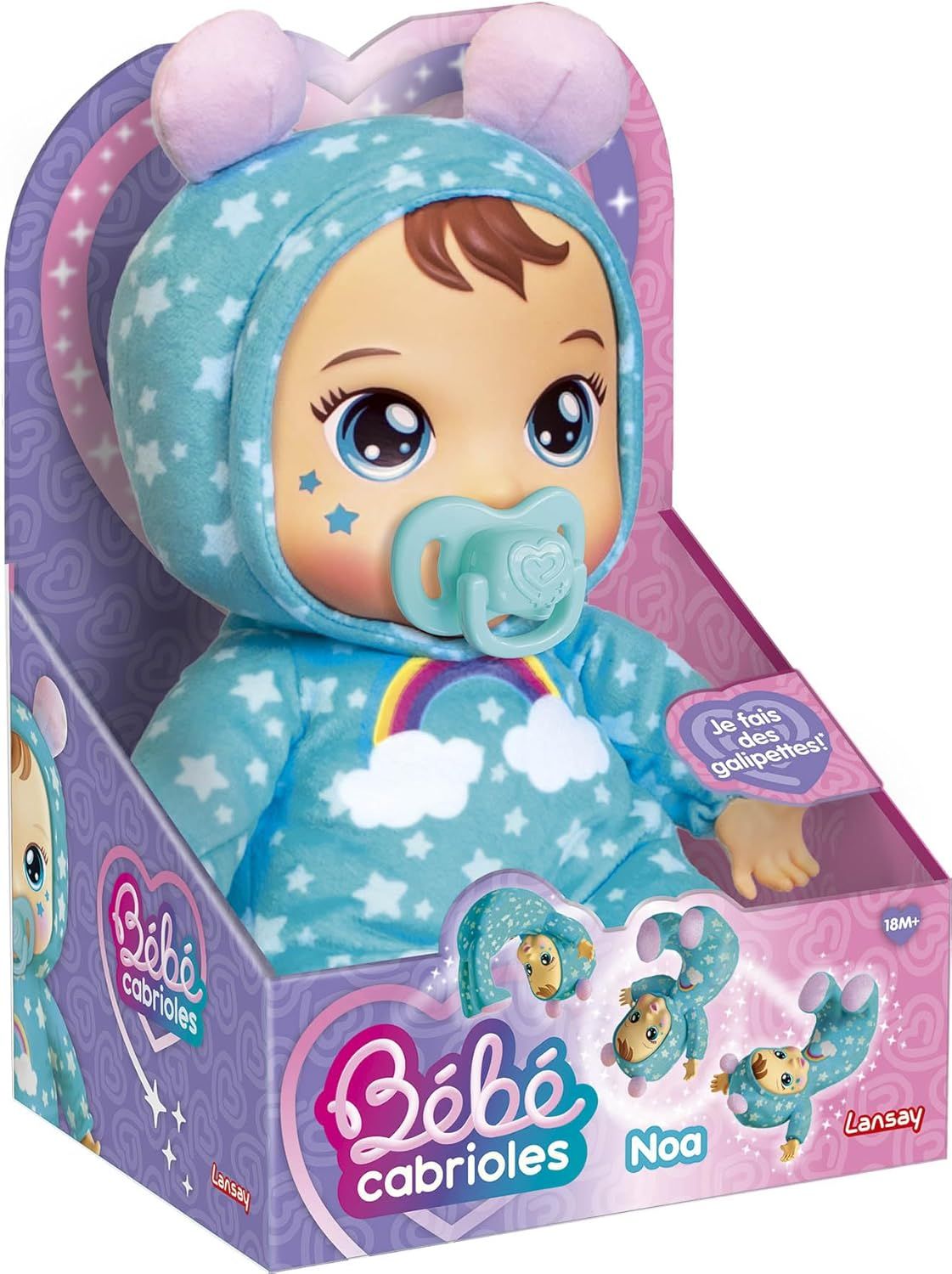 Lansay | Mon BÉBÉ CABRIOLES – NOA Le Bebe | Poupée Interactive en Pyjama