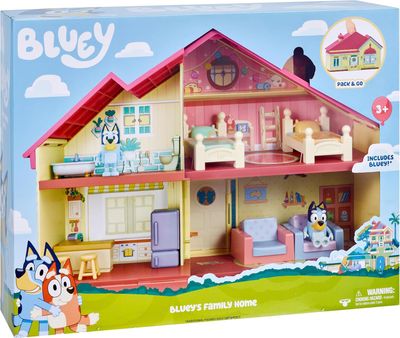Bluey Maison de jeu 4 chambres, 1 figurine Bluey, meubles, dès 3 ans