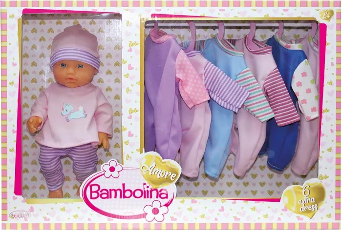 Poupée 30 cm avec 6 vêtements poupée habillée, 6 barboteuses supplémentaires, dès 2 ans