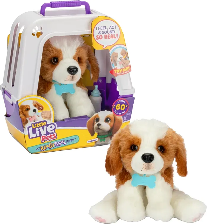 Real Puppy Little Live Pets chiot interactive en peluche, piles 2xAA inclus, dès 4 ans