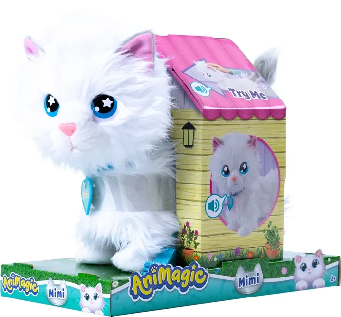 Animagic Mimi Chat animal interactif en peluche, piles 4xAA inclus, dès 2 ans