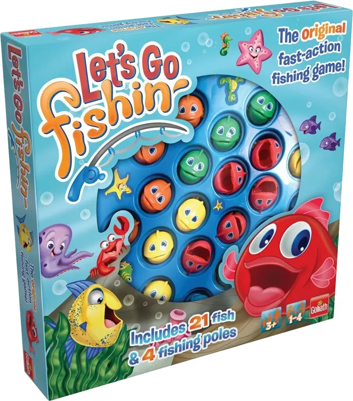 Jeu de la pêche Let&#39;s Go Fishing dès 3 ans, 1-4 joueurs, les poissons bougent, piles 2xAA exclus.