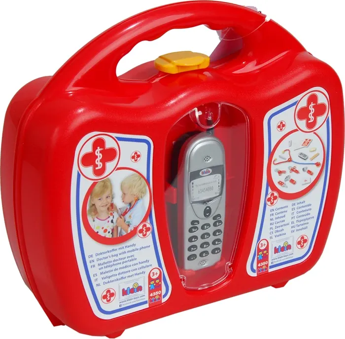 Mallette de médecin (docteur) avec portable, 24x27x10 cm, 12 pièces en  plastique, dès 3 ans