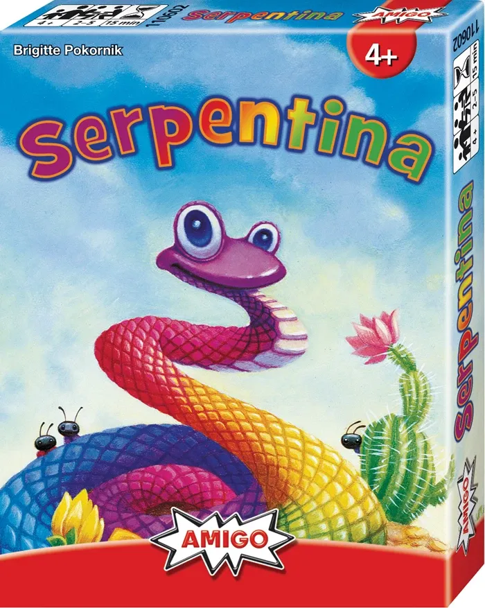Serpentina, d/f/i dès 4 ans, 2-5 joueurs, durée de jeu 15 min. Jeu de cartes