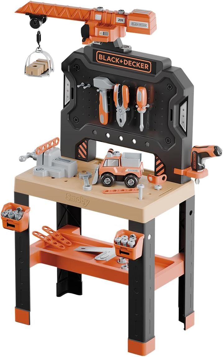 Smoby - Black+Decker - Etabli Bricolo Builder - 87 Accessoires dont perceuse - Matière Recyclée - A Partir de 3 Ans - Fabrication Française