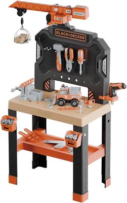 Smoby - Black+Decker - Etabli Bricolo Builder - 87 Accessoires dont perceuse - Matière Recyclée - A Partir de 3 Ans - Fabrication Française