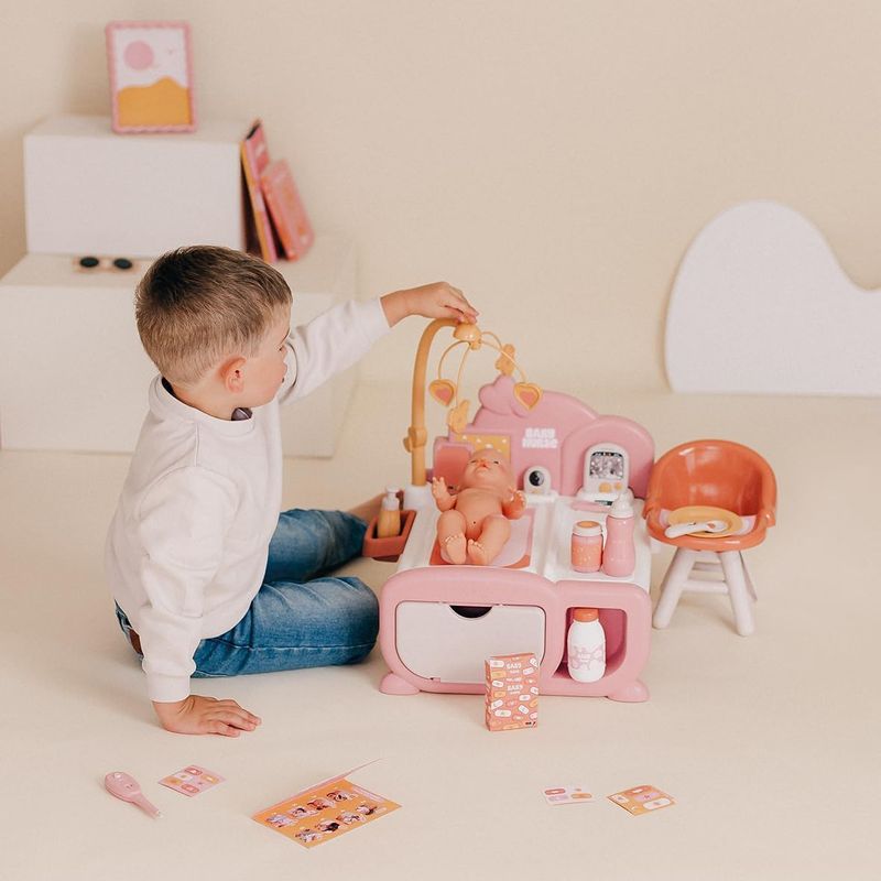 Smoby - Baby Nurse - Nurserie Cocoon - pour Poupons Jusqu'à 42 cms - Nombreux Accessoires et Fonctions de Jeux - Matière Recyclée - A Partir de 3 Ans - Fabrication Française