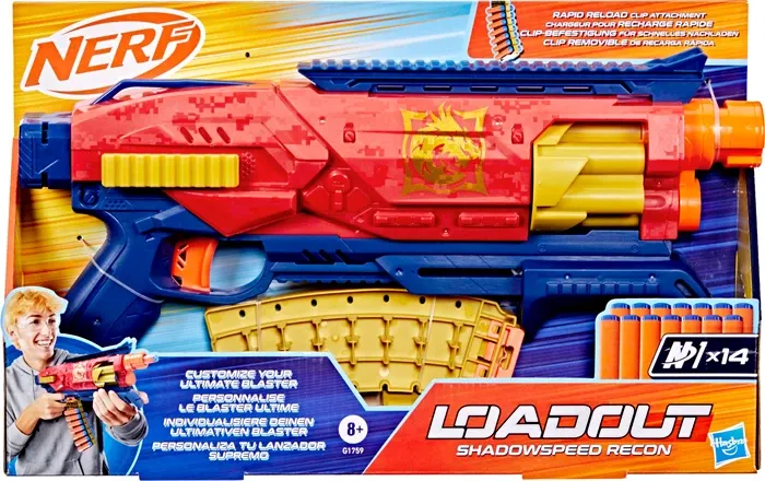 Nerf Pistolet Loadout Shadowspeed Recon 14 fléchettes N1, rechargement rapide, barillet, dès 8 ans