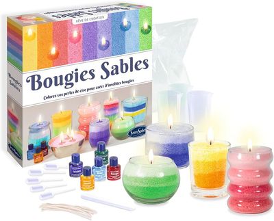 Sentosphère – Bougies Sable – Kit créatif DIY dès 8 ans– Activité manuelle ludique pour fabriquer soi-même des bougies multicolores