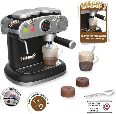 Smoby - Machine à café Expresso - Jouet d&#39;Imitation Réaliste - Sons et Effets Lumineux - 6 Accessoire