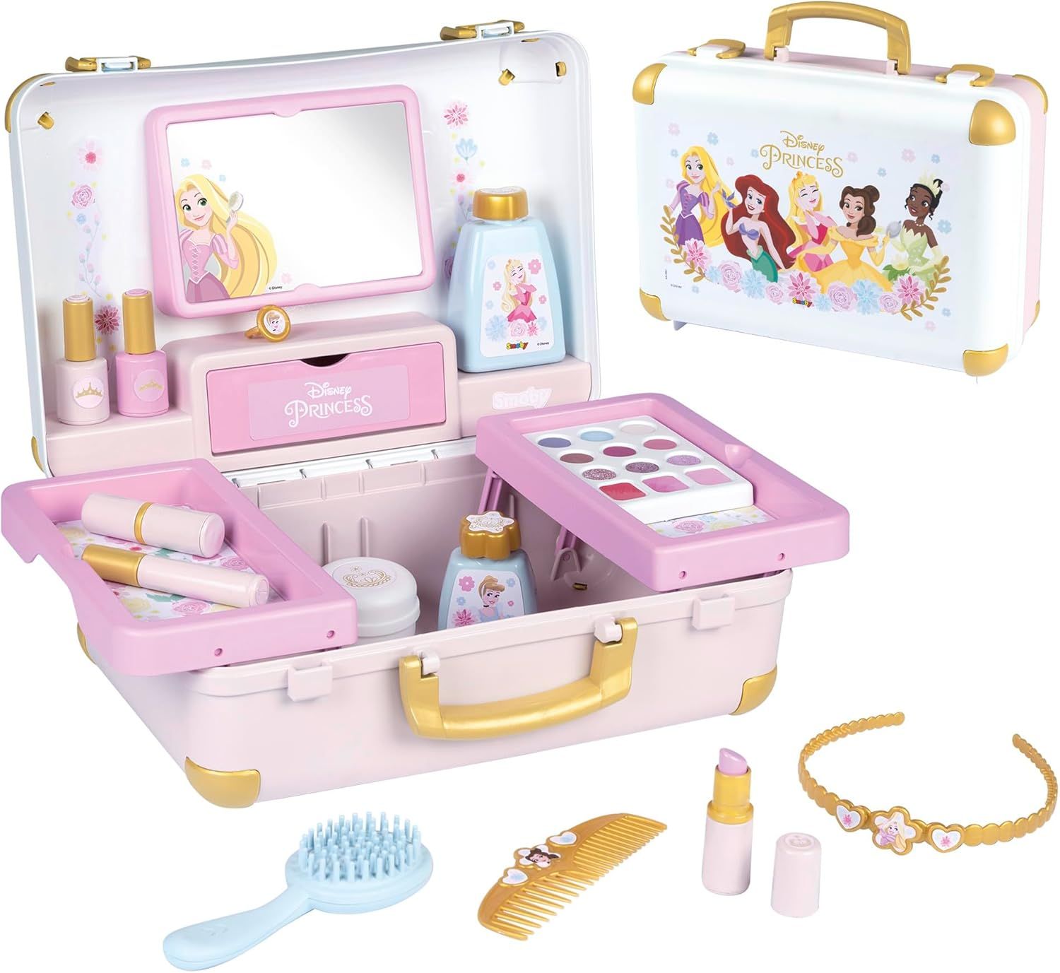 Smoby - Disney Princesses - Valise Beauté - Coiffure + Onglerie + Maquillage Factice - 13 Accessoires - A Partir de 3 Ans - Fabrication Française