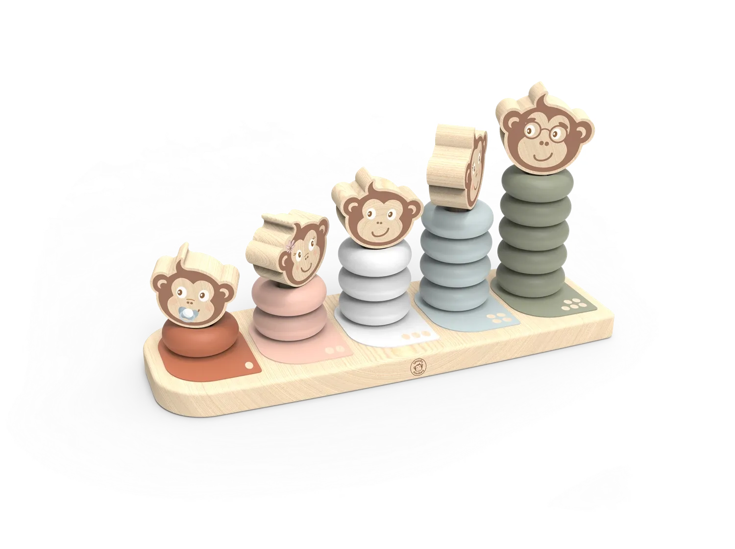 Speedy Monkey Famille de singe à empiler, en bois