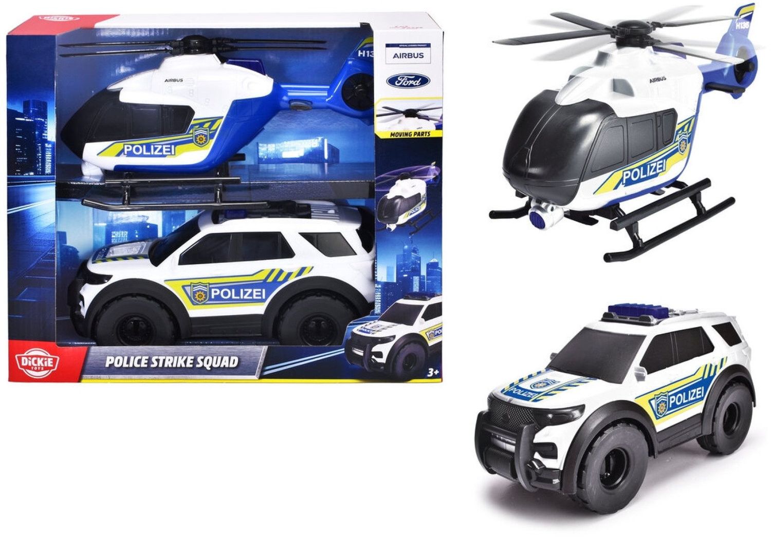 Dickie set de police, avec hélicoptère et voiture SUV