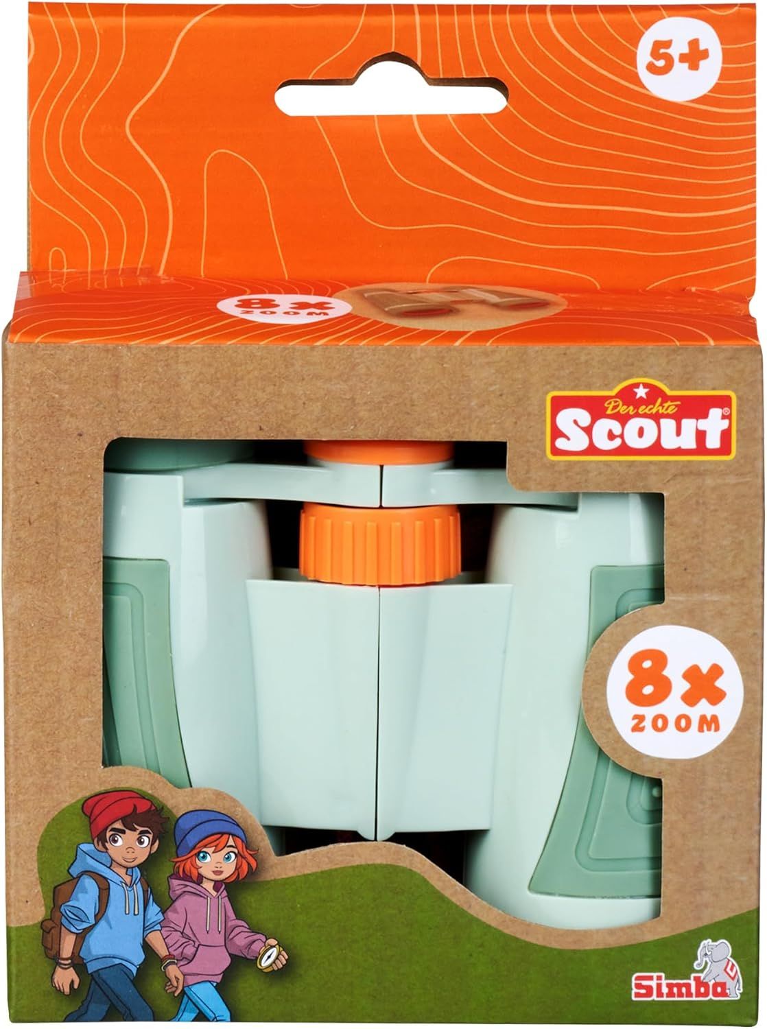 Jumelles Scout pour Enfant à partir de 5 Ans (11 cm) – Jumelles caoutchoutées avec grossissement 8X et portée de Vision de 200 m