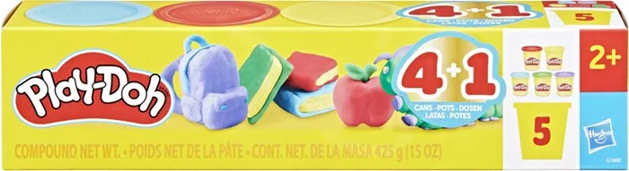 Play-Doh Pack promotionnelle 5 pots 85 g chacune, 5 couleurs, dès 2 ans, pâte à modeler