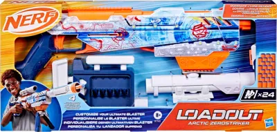 Nerf Loadout Arctic Zerostriker 24 fléchettes N1, accessoires, longue portée, dès 8 ans