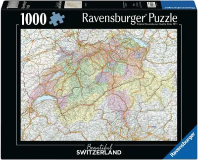 Puzzle Carte de la Suisse Beautiful Switzerland, 1000 pcs., 70x50 cm, dès 14 ans