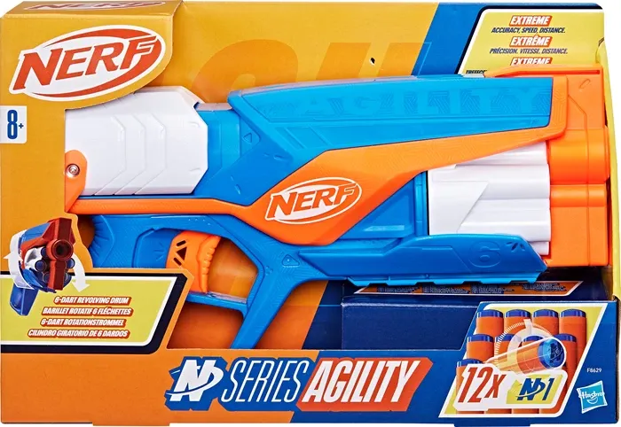 Nerf N Series Agility blaster, 12 fléchettes N1, barillet rotatif, dès 8 ans