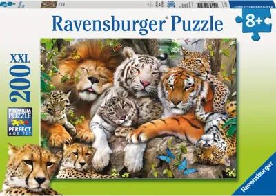 Puzzle Félins, lion, tigre, Big Cat Nap 200 pcs. XXL, 49x36 cm, dès 8 ans