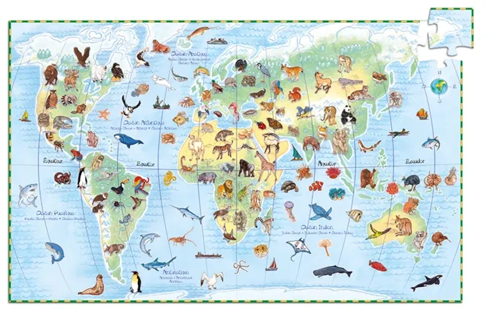Djeco Puzzle Les animaux du monde 100 pcs (inc. livre)