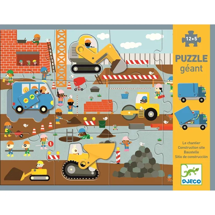 Djeco Puzzle géant Le Chantier 17 pièces