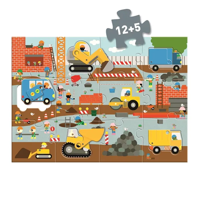 Djeco Puzzle géant Le Chantier 17 pièces