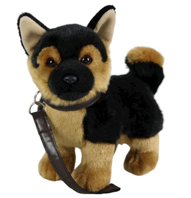 Chien de berger en peluche avec laisse 23 cm