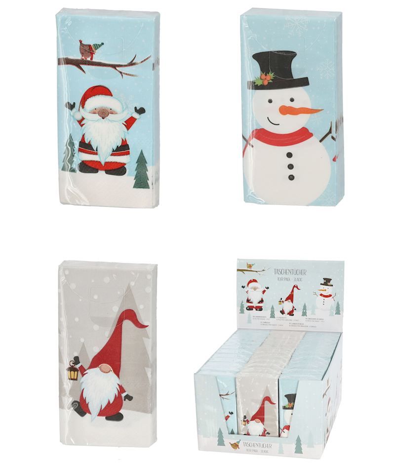 Mouchoirs en papier de Noël, 3 imprimés assorti