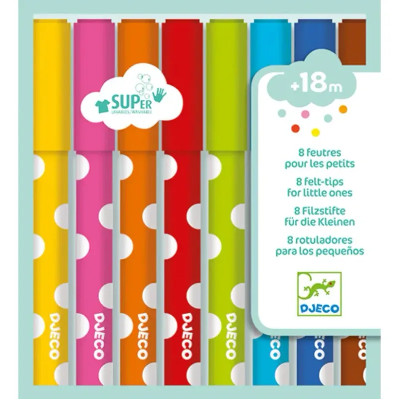 Djeco 8 stylos  feutres pour les petits