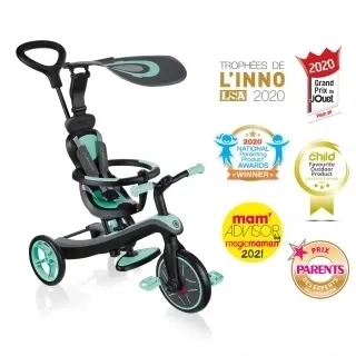 GLOBBER Vélo enfant, Tricycle évolutif pour bébé EXPLORER 4 en 1 couleur menthe