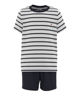 Pyjama court rayé marine et blanc Petit Bateau