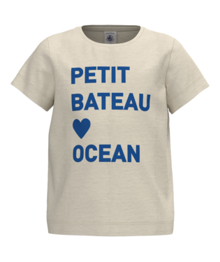T-shirt imprimé coeur bleu océan Petit Bateau