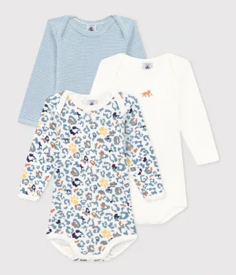 Lot de 3 bodies (body) manches longues camouflage renard bébé en coton Petit Bateau