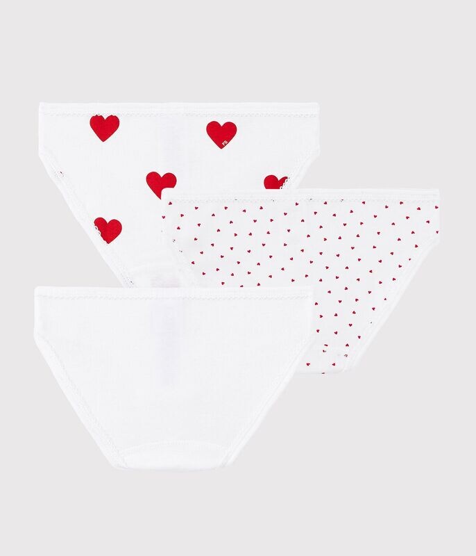 Lot de 3 culottes (slip) coeurs Petit Bateau