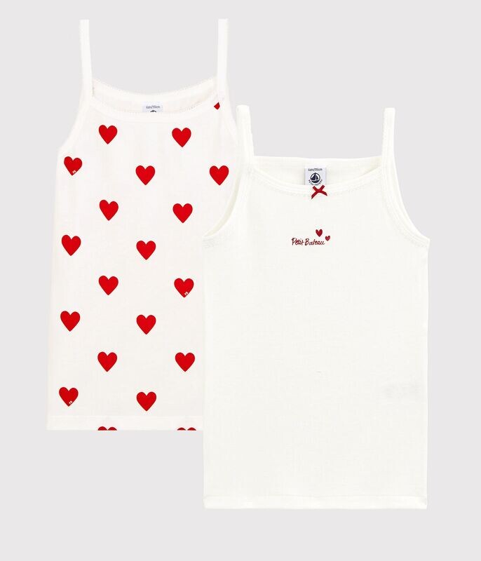 Lot de 2 chemises à bretelles coeurs Petit Bateau, 100% coton bio
