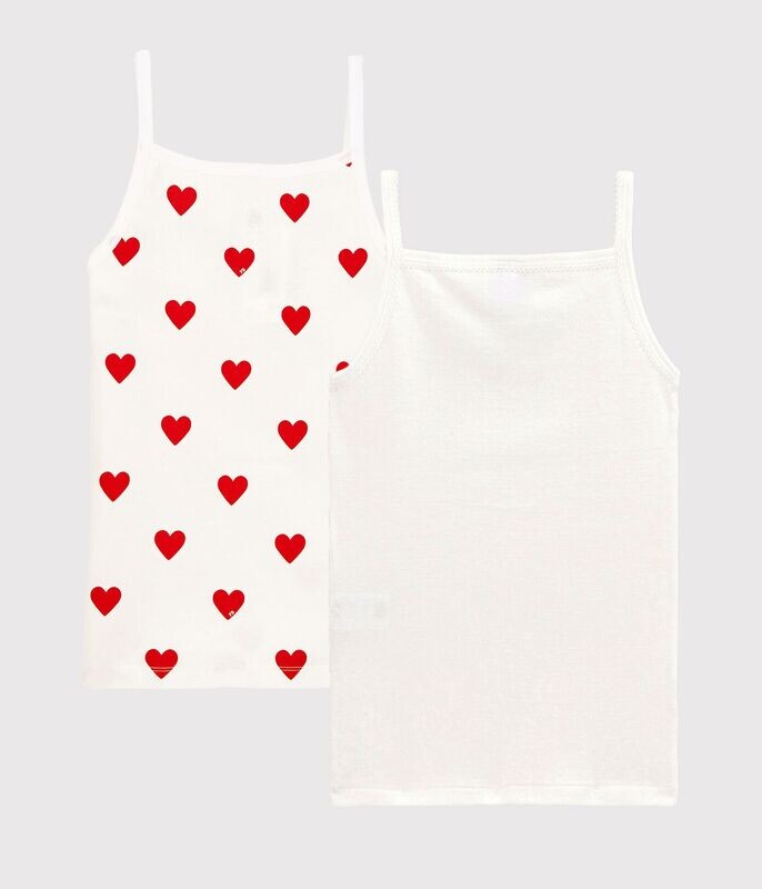 Lot de 2 chemises à bretelles coeurs Petit Bateau, 100% coton bio