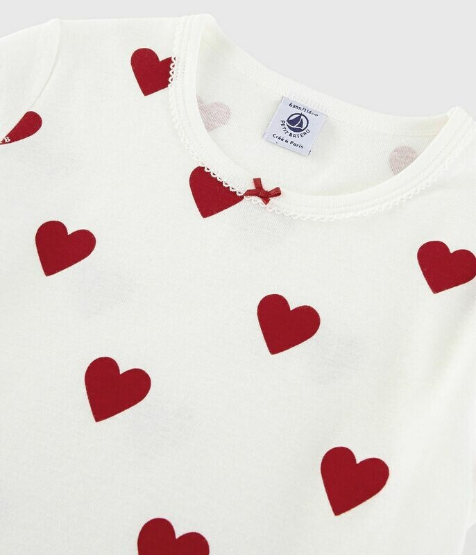 Chemise de nuit avec coeurs manches courtes Petit Bateau, 100% coton bio
