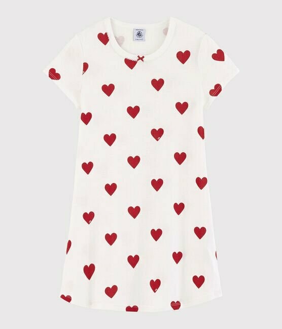 Chemise de nuit avec coeurs manches courtes Petit Bateau, 100% coton bio