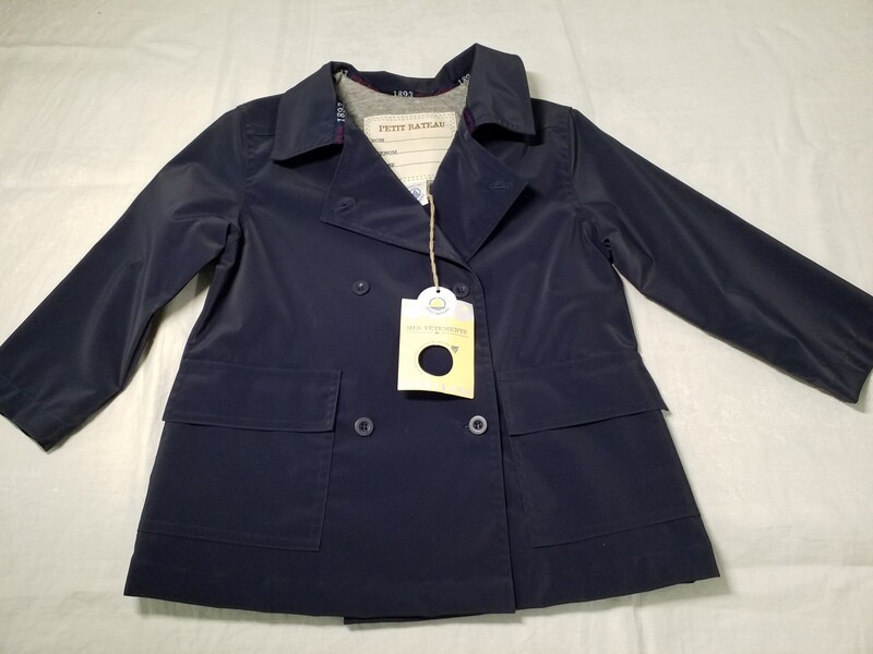 Veste manteau déperlante, ciré marine doublé coton Petit Bateau