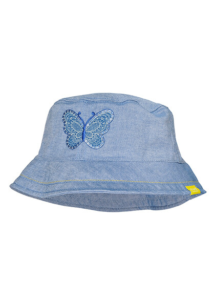 Chapeau d'été en jeans avec papillon bord en strass, UPF 50+,