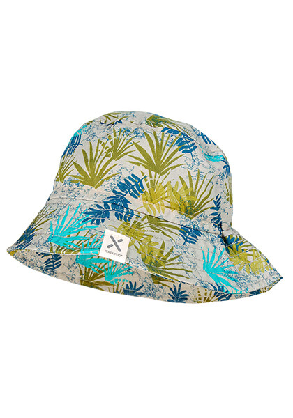 Chapeau d'été kaki imprimé jungle végétal, UPF 50+, 100% coton