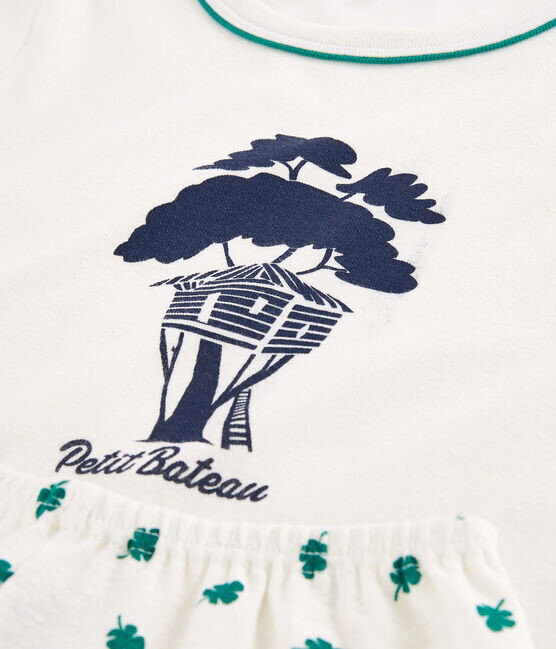 Pyjama court imprimé cabane dans les arbres et trèfles à 4 feuilles Petit Bateau